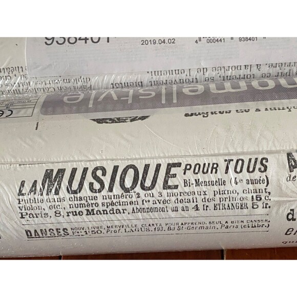 3 Double Rolls VINTAGE FRENCH NEWSPAPER WALLPAPER 57 Sq Ft Each BLACK WHITE Lot - Picture 4 of 9